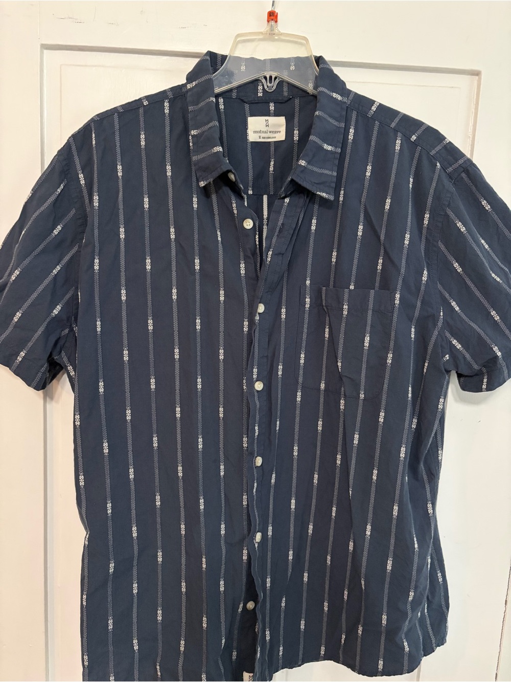 Navy Vertical Stripe Short-Sleeve Button-Down Shirt